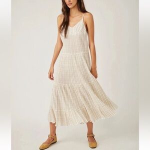 Free People Marigold Maxi Cotton Gauze Dress In Canvas Combo
